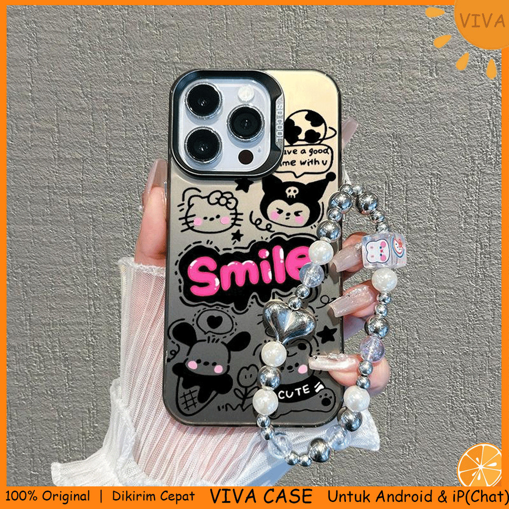 HP VIVO น่ารักสุนทรียศาสตร์ Matte Softcase พร้อมสายโซ่สําหรับ V29Lite/Y78/V25E/V30Pro/V29/S17Pro/Y02