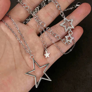 สร้อยคอแบบหลายเลเยอร์ สไตล์ casual gothic star cross สำหรับผู้หญิง