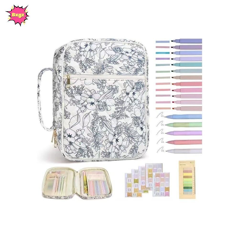 INNICE Bible Cover Bag, Floral Design Zipper Pocket Bible Cover, Handle Bible Journaling Kit สวดมนต์