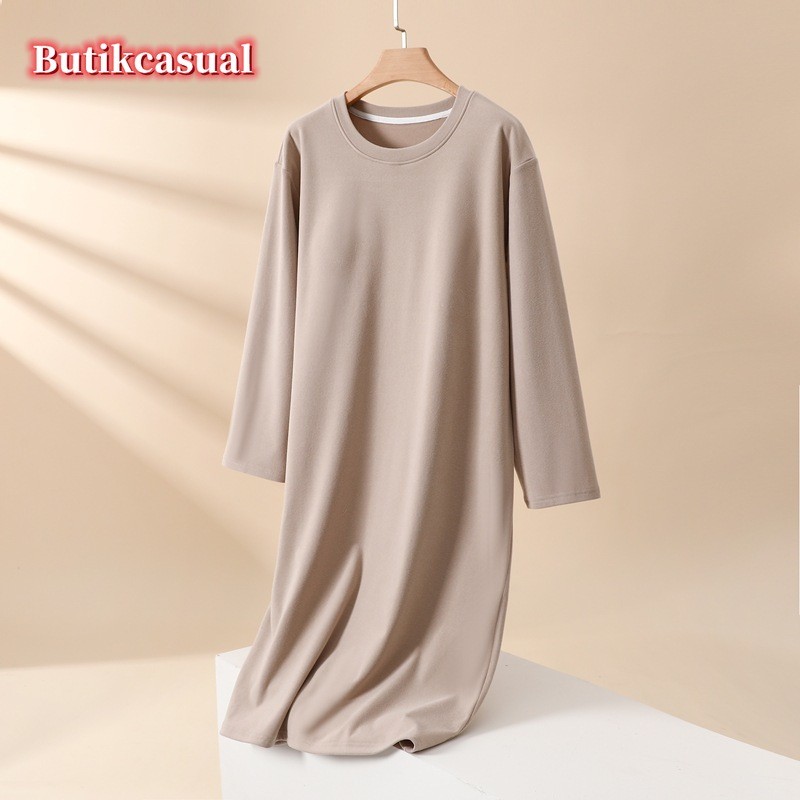 ผู้หญิงแผ่นหน้าอก ชุดนอน เยอรมันชุดกํามะหยี่แขนยาวฤดูใบไม้ร่วงฤดูหนาวที่อบอุ่นหลวมความสะดวกสบาย ชุดลําลอง - รูปที่ 5