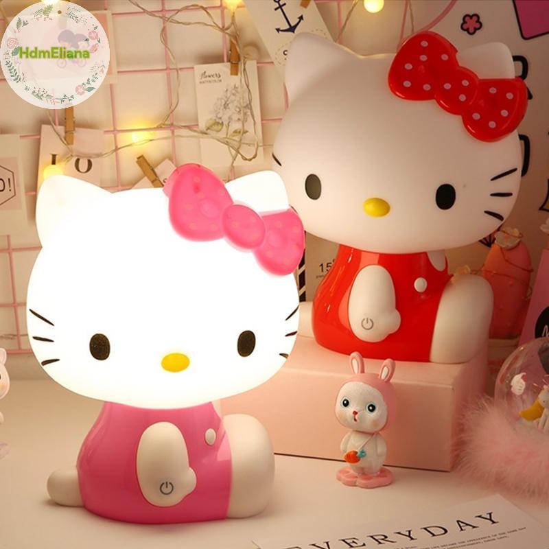 HdmEliana 3D LED Hello Kitty Night โคมไฟ Touch Kawaii Sanrio KT แมว USB ให้อาหารทารกบ้านห้องนอนป้องก