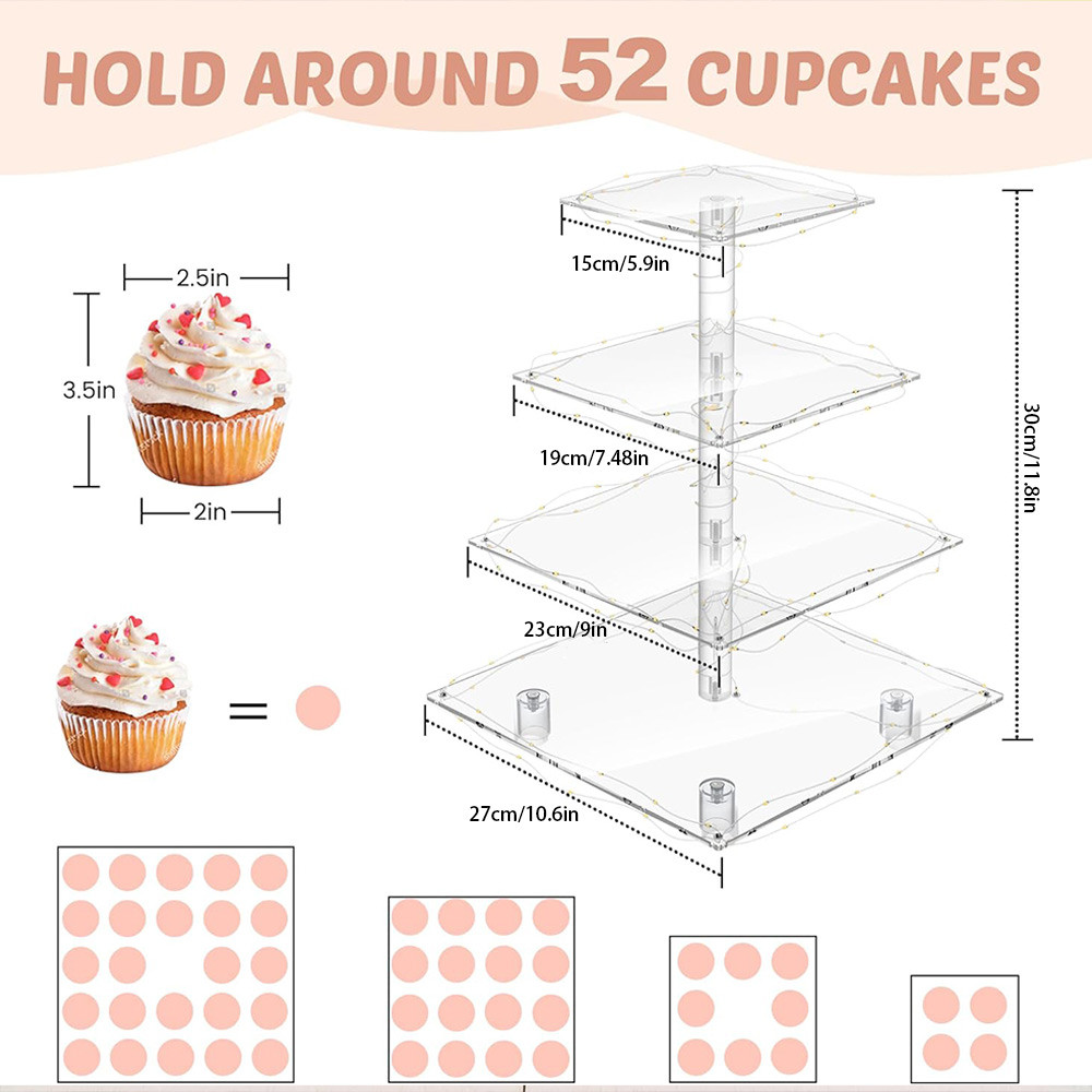Acrylic Cupcake Stand Round Cupcake Display Stand Holder Clear Dessert Pastry Tower Cake Stand Holde
