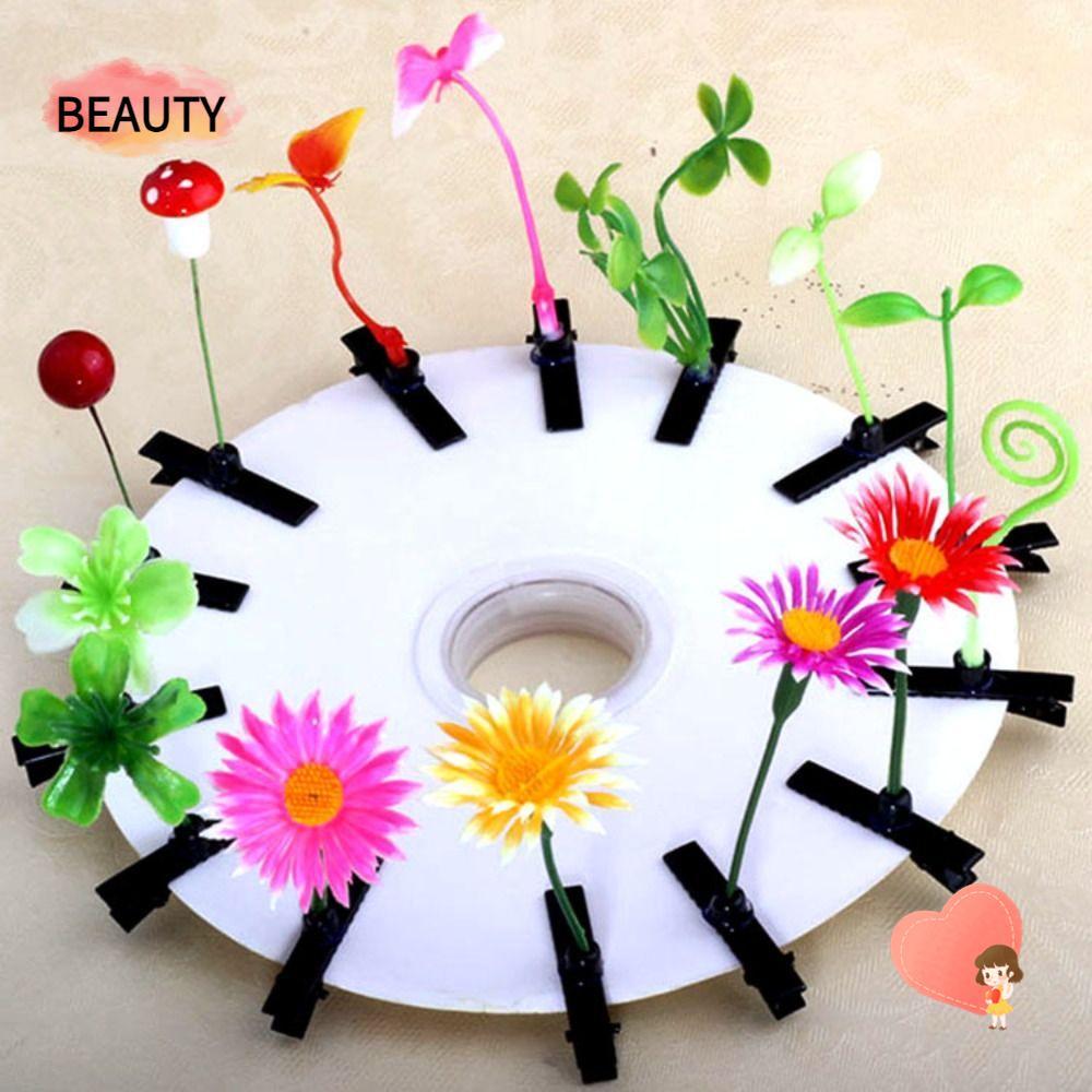 BEAUTY กิ๊บติดผมหญ้าน้อย, เครื่องประดับผมผ้าโพกศีรษะประสิทธิภาพ Bean Sprout Hair Pins, พืช Creative Headwear ตลกดอกไม้ Barrettes Stage