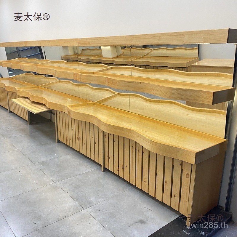 ไม้สนผลไม้ Nakajima ชั้นวางหลายชั้นชั้นวางจอแสดงผลลงทะเบียนเงินสดตู้ด้านข้าง Mai Taibao ผักผลไม้ Cre