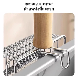 ที่ตักทรายแมวสแตนเลส พกพาสะดวก อัพเกรดที่จับไม้แข็ง+ตะขอแขวน ทนทาน ใช้กับทรายแมวได้ทุกชนิด
