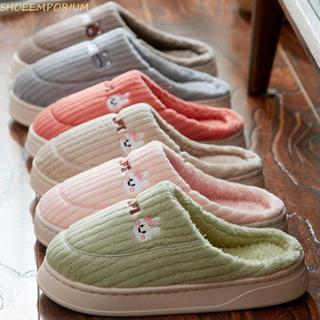 รองเท้าแตะใส่ในบ้านขนนุ่ม ลายปักกระต่าย หมี ตัวอักษร สําหรับ…