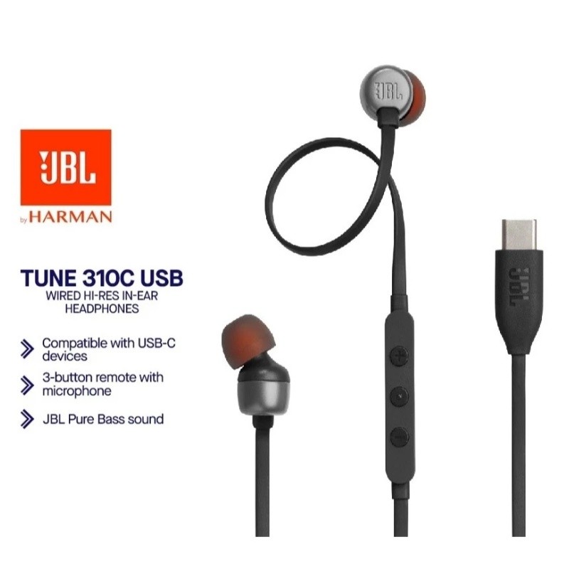 [คลังสินค้าพร้อม] TUNE 310C / JBL T110 หูฟังชนิดใส่ในหูหูฟังน้ําหนักเบาชุดหูฟังเสียงเบสบริสุทธิ์