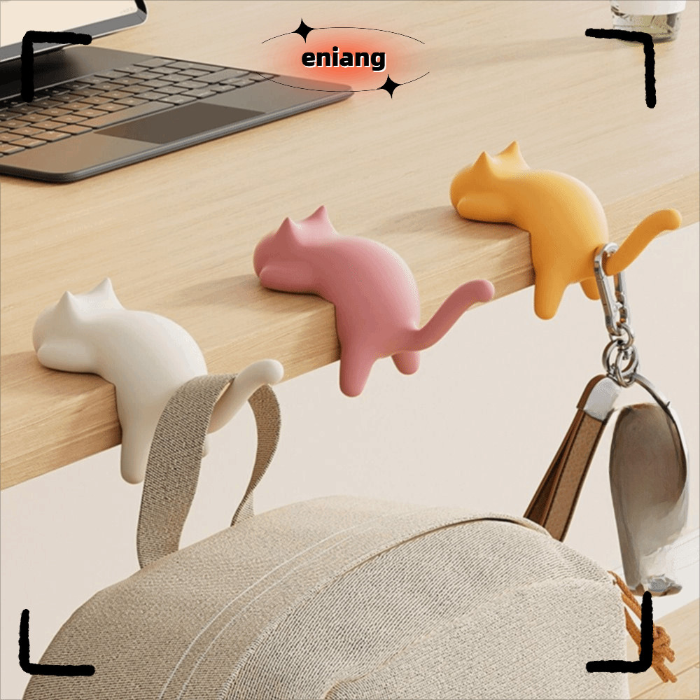 ตะขอแขวนกระเป๋า ไออิง ตะขอแขวนกระเป๋านักเรียนแมวแบบพกพามัลติฟังก์ชั่นที่วางจัดระเบียบกระเป๋าไร้รอยต่อแบบไม่มีหมัด
