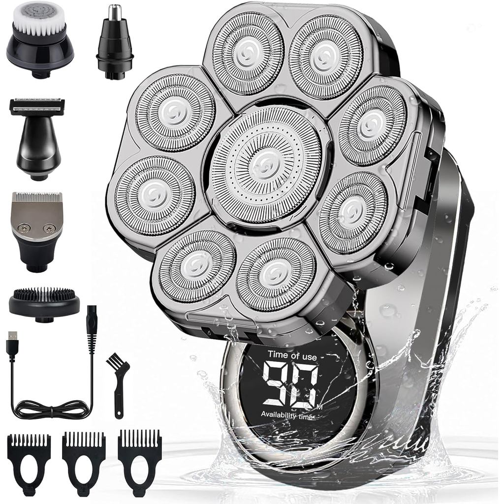 เครื่องโกนหนวดหัว Gabrella สําหรับผู้ชาย,เครื่องโกนหนวดไฟฟ้า 9D ผู้ชาย,อัพเกรด 10 in 1 เครื่องโกนหนว