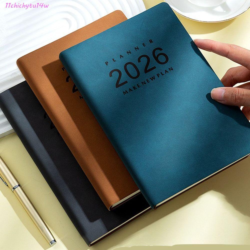 CHICHYTU14W A5 Daily Planner Notebook, กระดาษหนาทนต่อการสึกหรอ 2026 Schedule Planner, Efficent Time 