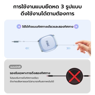 สายแบบยืดหดได้แบบสองหัว 240W / สายชาร์จเร็ว PD 27W / สายดาต้าโทรศัพท์ Type C คู่
