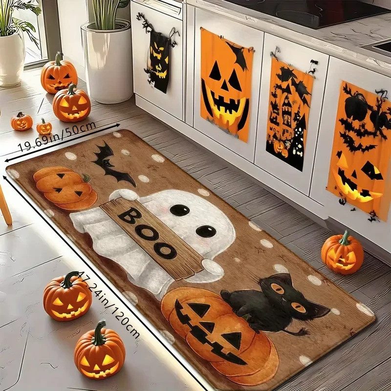 VIKAMA Halloween Pumpkin Ghost Carpet Kitchen Rug Bathroom Carpet For Live Room Sofa Carpet Doormat 