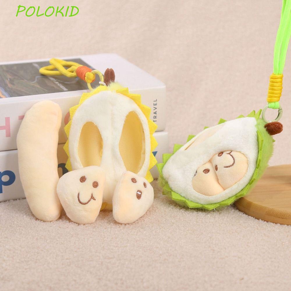 POLOKID Durian Fruit Shape Plush Toy, PP Cotton Soft Fruit Durian Pendant, Backpack Charms Fluffy ที