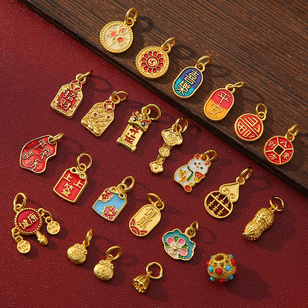 โลหะผสมสร้อยคอจี้ถั่วลิสงจี้ diy ใหม่เครื่องประดับจีนอุปกรณ์เสริมปลอดภัยสร้อยข้อมือจี้-oo20 Ruyi Luc