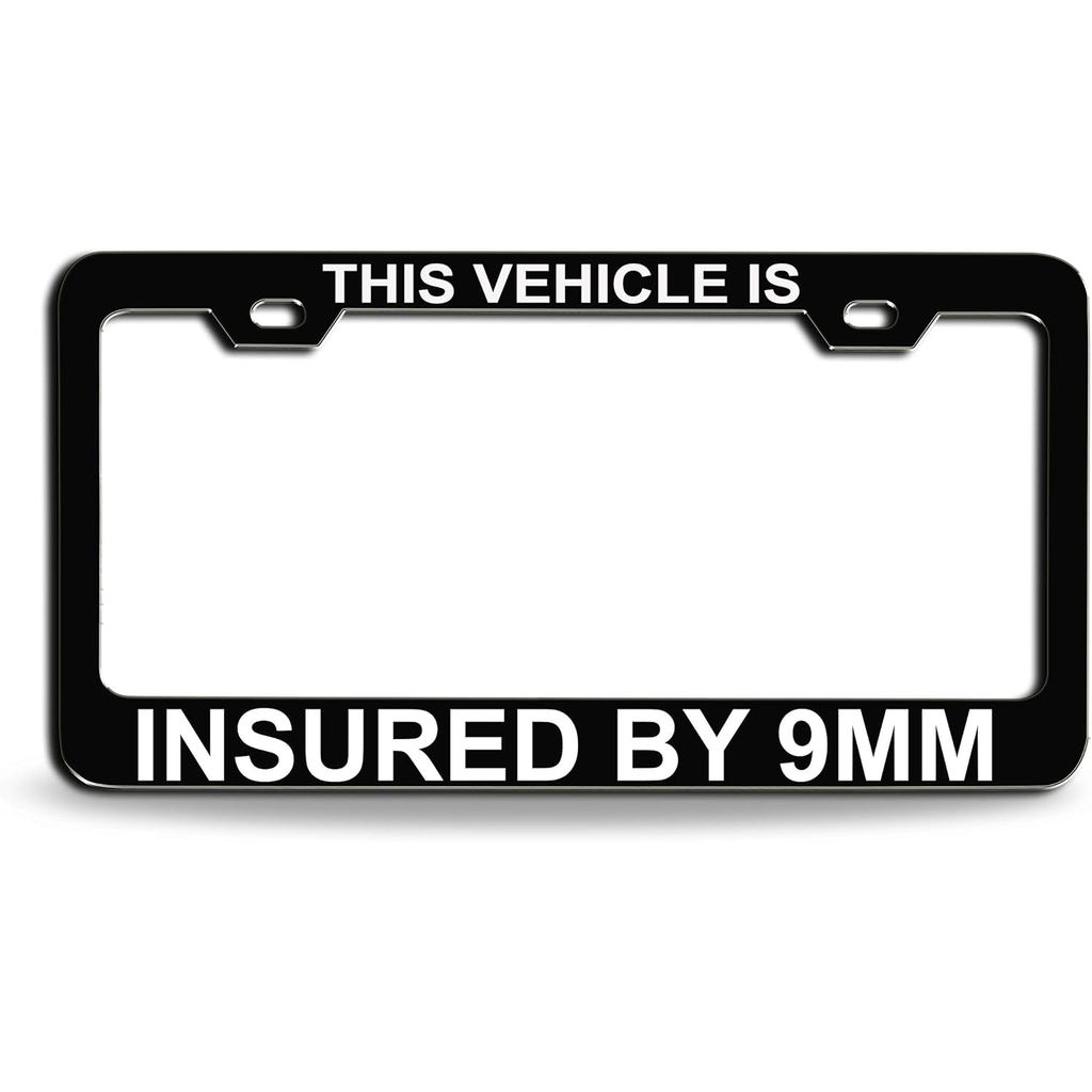 ASIN B07XZNL7R8 รถนี้เป็น INSURED โดย 9 มม.สีดําสีขาวเหล็กกรอบป้ายทะเบียน SUV อัตโนมัติ