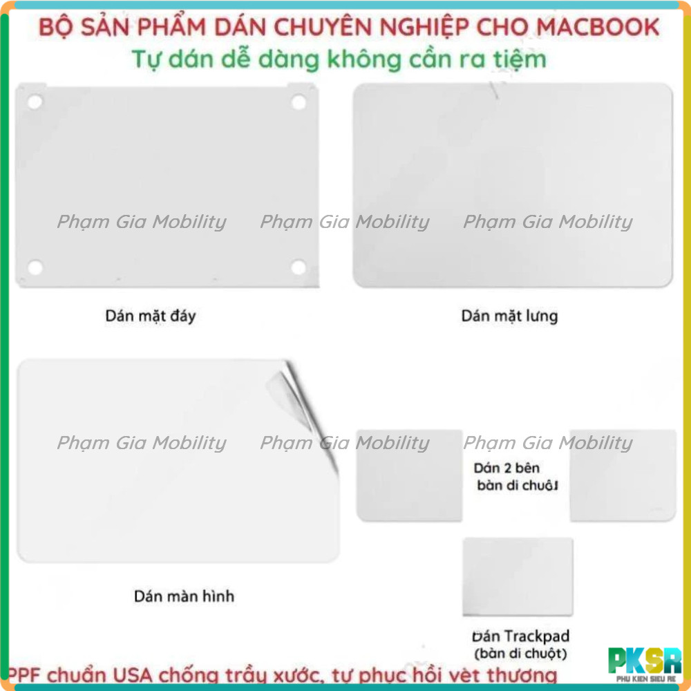 สติ๊กเกอร์ PPF สําหรับ Macbook Air M1 2020/ M2 2022/ M3 2024/ M4 2025 (13.3'' 13.6 15.3 นิ้ว) ใส ด้า