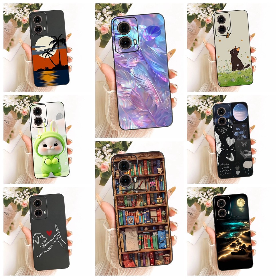 ฝาครอบ Motorola Moto G85 กรณี XT2427-3 ซิลิโคนแมวน่ารักแฟชั่นผีเสื้อตลกทาสีปลอก Motorola G85 Moto G8