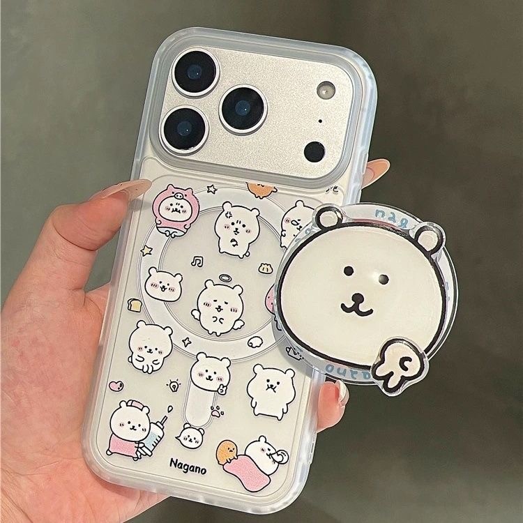เคสขาตั้งลายน่ารักสีขาวสําหรับ iPhone 11 12 Pro 13 Pro Max 15 Pro Max 14 16 Pro 16 Plus 17 Air 17 Pr