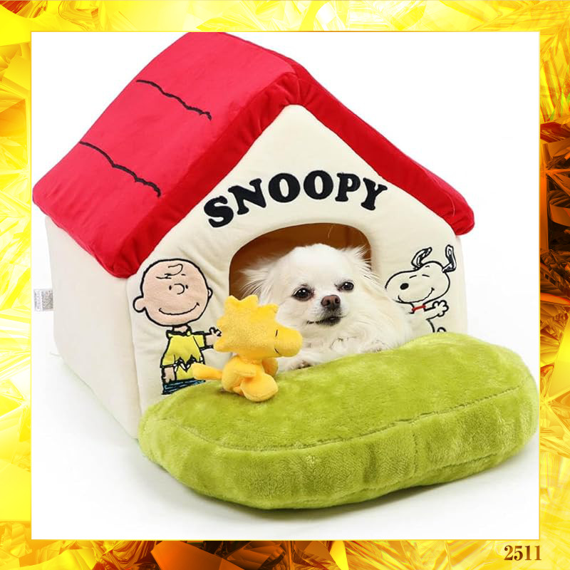 Snoopy Dome Pet Bed for Dogs and Cats - Cozy House with Red Roof