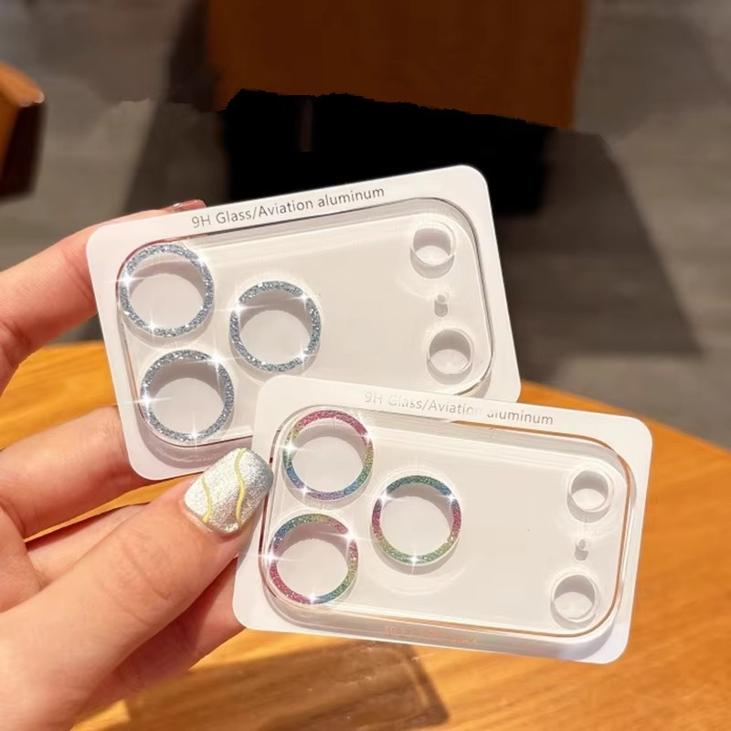 เพชรแฟลชฟิล์มกล้องไอโฟนรุ่นใหม่ ฟิล์มกระจก For iPhone 17 Pro Max Air 15 14 16 Pro Max 11 12 Mini กันรอรอย เลนส์กล้อง