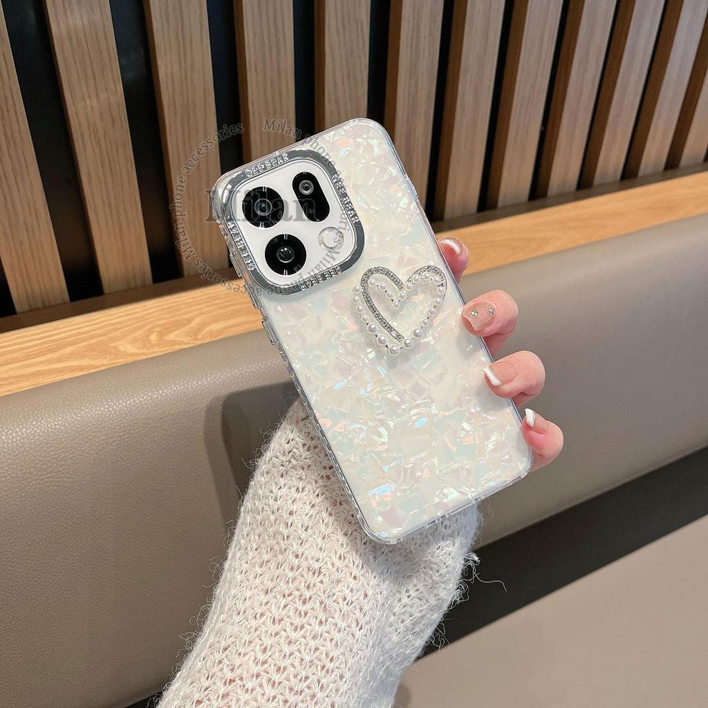 เคสสำหรับ OPPO Find X9 X9s เคสสำหรับ OPPO Find X9 Pro ลายเปลือกหอยไล่ระดับสี รูปหัวใจ 3 มิติ กันกระแทก เคสโทรศัพท์สีสันสดใส