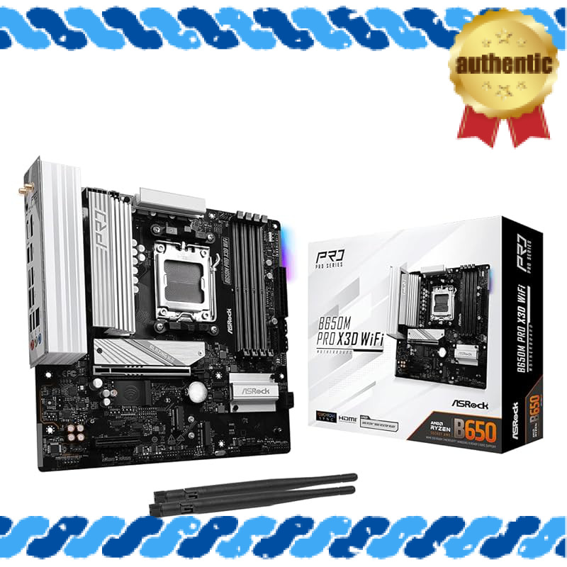 ASRock Motherboard B650M Pro X3D WiFi Compatible with AMD Ryzen 9000, 8000, and 7000 Series CPUs (So