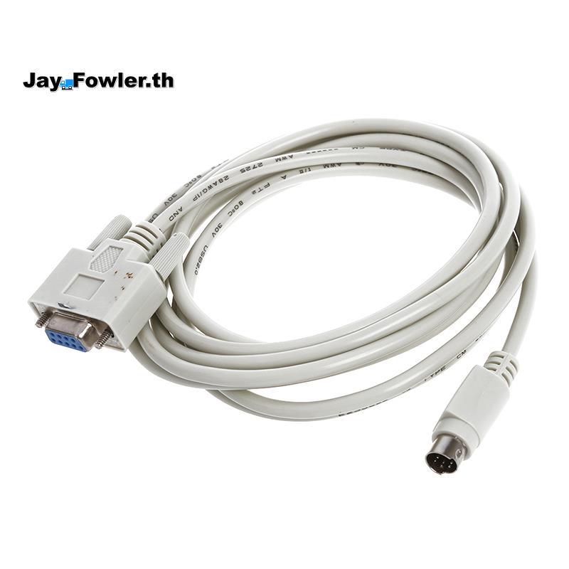 [Jay_Fower]DB9P ถึง 8P Mini Din RS232 สายดาวน์โหลดสีขาว 8.2 Ft สําหรับ PLC -EH