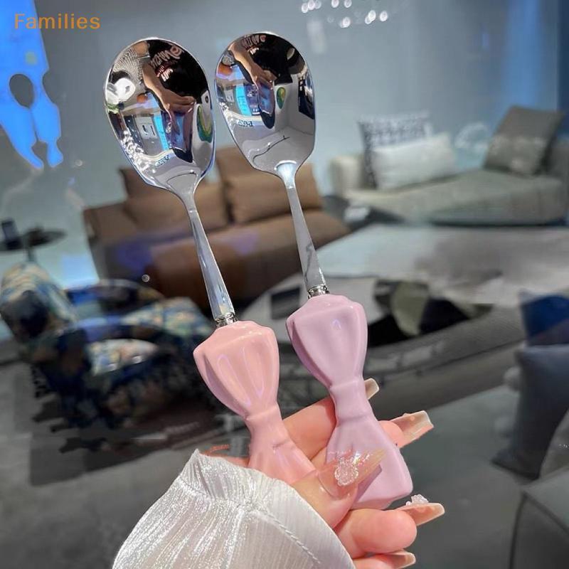Families> ชุดอาหารช้อนส้อมแบบพกพา Bow-รูปสแตนเลสช้อนส้อมตะเกียบแบบพกพา Travel Flatware พร้อมกล่องอย่างดี
