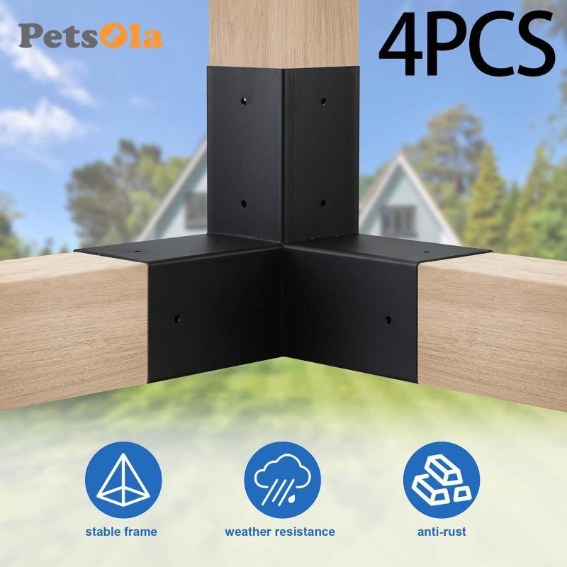 [Koolsoo2] 4 ชิ้นวงเล็บ Pergola 4x4 Pergola ชุดคานฮาร์ดแวร์ Pergola กลางแจ้งยกระดับสําหรับ Lumber Pe
