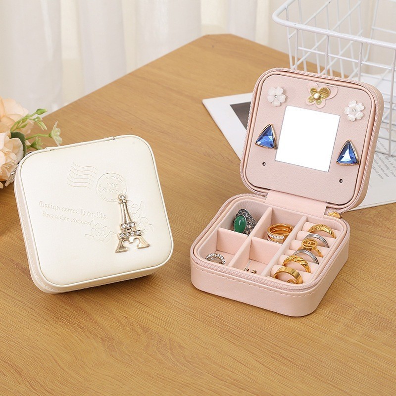 GBV Jewelry Motif 2 ด้านต่างหูสร้อยคอสร้อยข้อมือแบบพกพากล่องเครื่องประดับต่างหูแหวนสร้อยคออุปกรณ์เสร