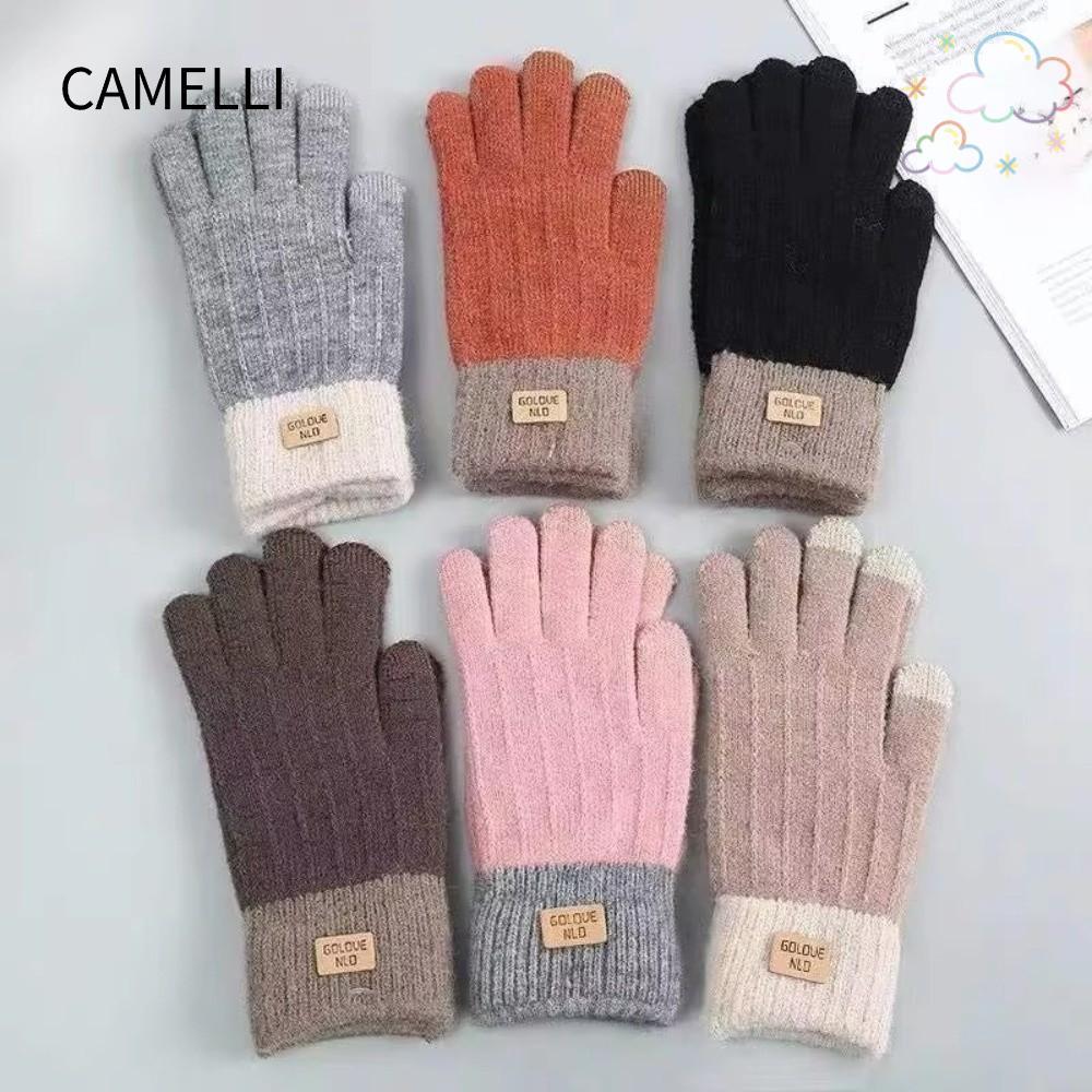 CAMELLI ถุงมือถักหนาสำหรับฤดูหนาว ใช้งานได้ดีกับหน้าจอสัมผัส และมีประสิทธิภาพในการป้องกันการลื่นไถล