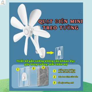Quạt treo tường phòng tắm và nhà bếp, điều chỉnh hướng 360 độ, không cần khoan, lắp đặt dễ dàng