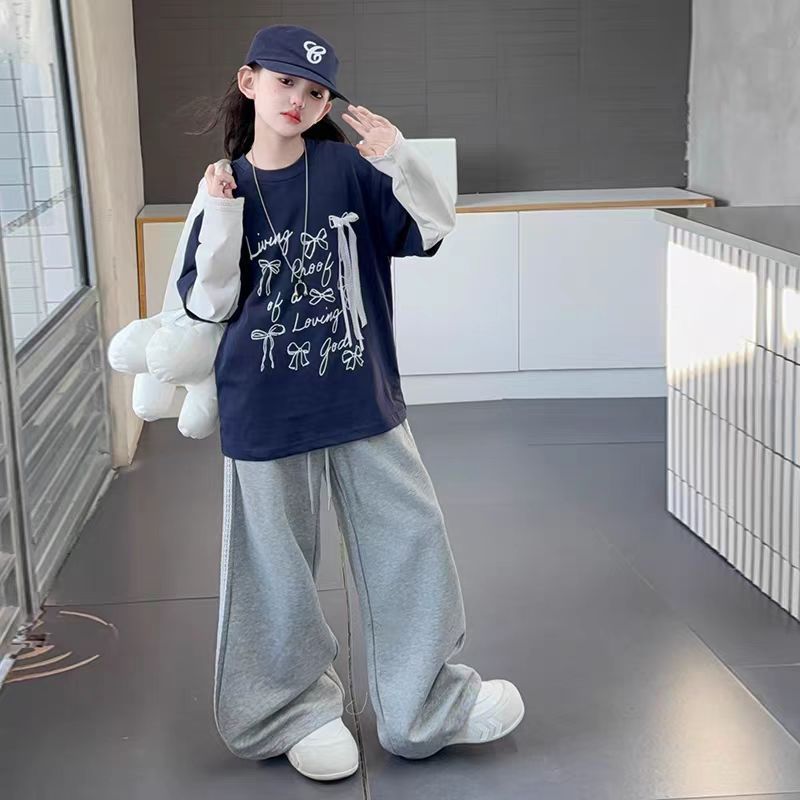 ชุดเด็ก 2 ชิ้น, เสื้อยืดแขนยาว + กางเกงกีฬาลำลองฤดูใบไม้ร่วง 5-14 ปี - รูปที่ 5