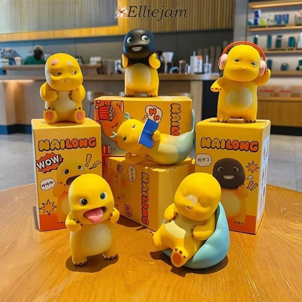 ELLIEJAM Nailong Figures, Miniature Funny Pose Box, Creative Action Figure รูปปั้นสะสม Dino รูปที่สะ