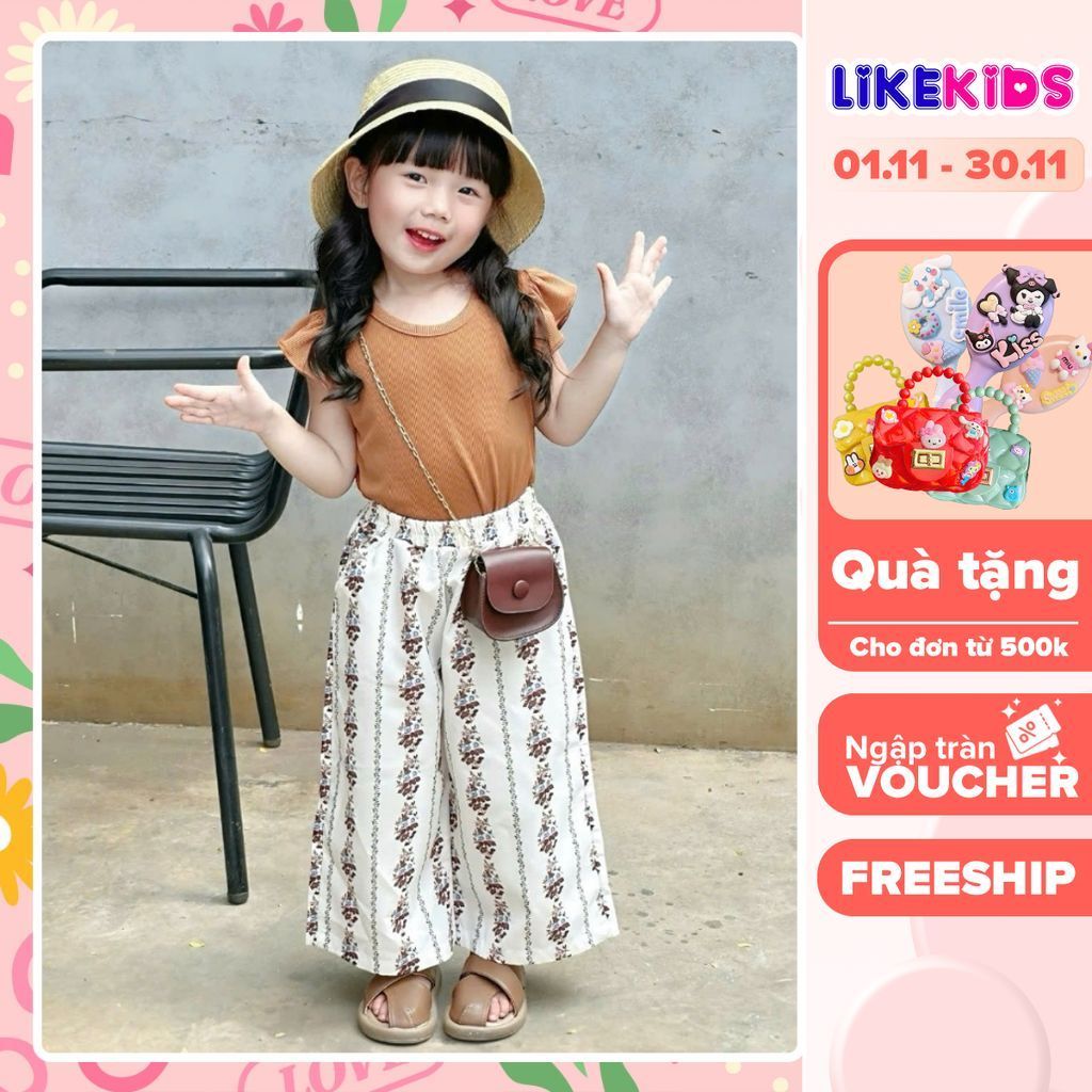 SET OF PANTS และเสื้อเชิ้ตสําหรับเด็กผู้หญิงลายดอกไม้ T82 - LikeKids