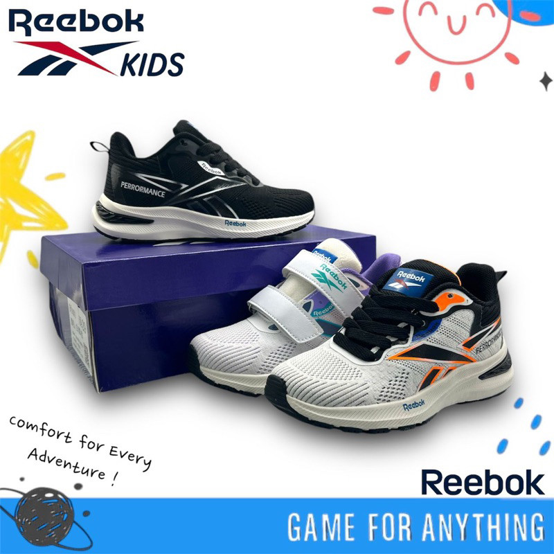 Reebok รองเท้าวิ่งเด็ก Velcro & Laces รองเท้าวิ่งกีฬา Kasut Sport Budak Reebok Ringan คุณภาพ