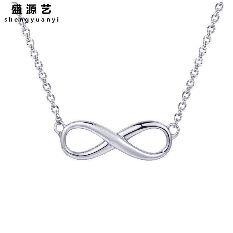 สร้อยคอ 925 ขายส่ง 2024 Simple 8 สร้อยคอเครื่องประดับตัวอักษร Clavicle Chain All-Match เงินสเตอร์ลิง