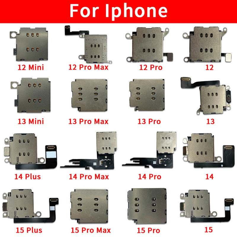 ซิมการ์ดถาดซ็อกเก็ตอะแดปเตอร์ขั้วต่อ Reader Flex Cable Dual สําหรับ Iphone 15 14 13 12 Pro Max Mini Plus