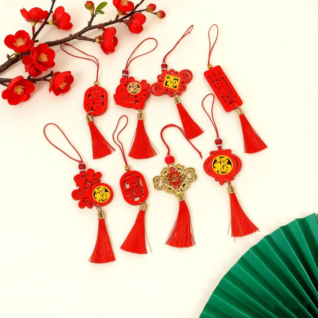อุปกรณ์ตกแต่งตรุษจีน พู่กลวงจีน DIY Hand-Knitted และวัสดุเสริม