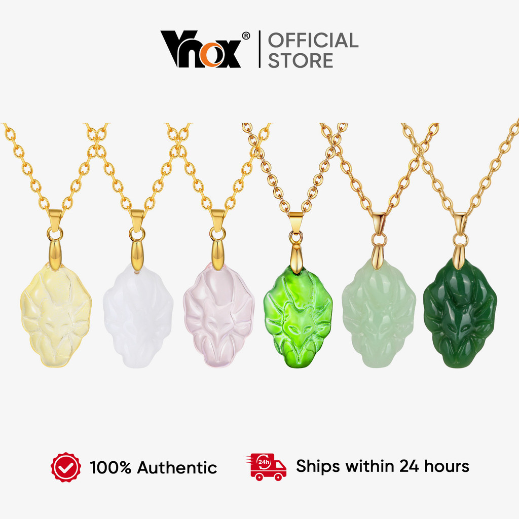 Vnox Lucky Charm คริสตัลเก้าหาง Fox จี้สร้อยคอสแตนเลสความมั่งคั่งสุขภาพผู้หญิงสาวเครื่องประดับของขวัญ