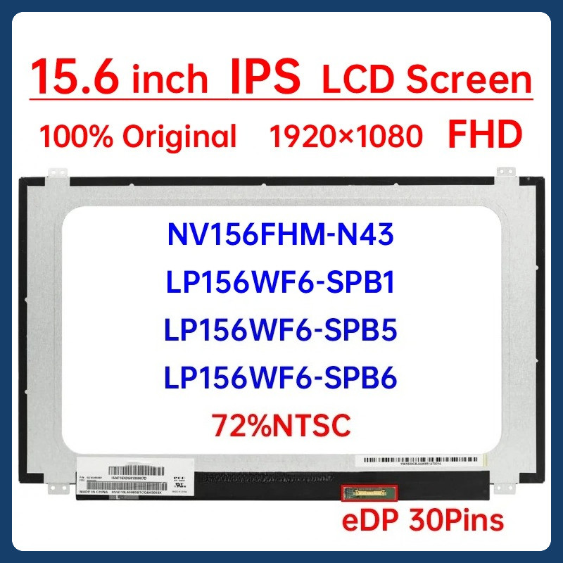 15.6 "IPS แล็ปท็อปหน้าจอ LCD NV156FHM N43 NV156FHM-N43 LP156WF6-SPB1 LP156WF6-SPB5 LP156WF6-SPB6 จอแ