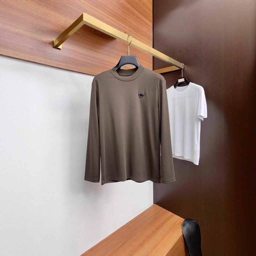 QBMK PD 2025Autumn and Winter New Triangle Label Men's Clothing Men's mercerized cotton long sleeves