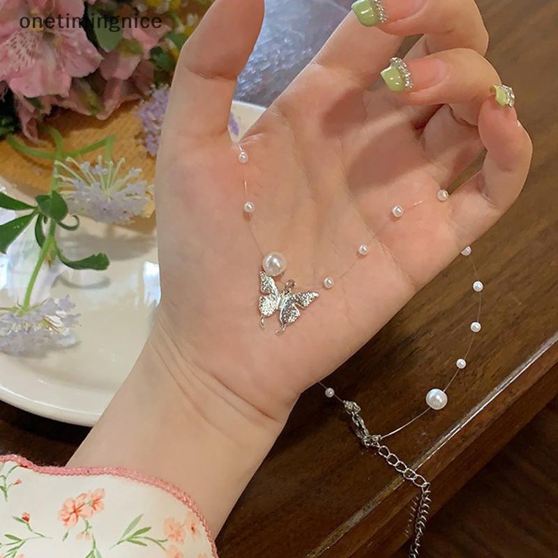 Onetimingnice สร้อยคอจี้ผีเสื้อ สร้อยคอโซ่กระดูกไหปลาร้าโลหะ สร้อยคอแฟชั่น OTN