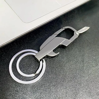 Multi-function พวงกุญแจที ่ เปิดขวดพวงกุญแจพับ Mini มีด Key แหวนผู ้ ชายเอวแขวน Simple ผู ้ ถือกุญแจรถ