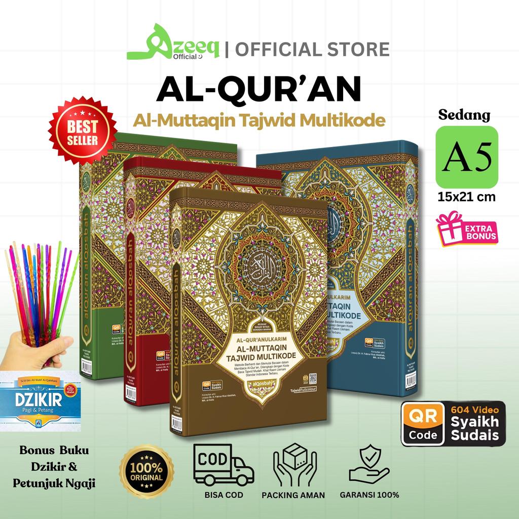 Al Quran Al-Muttaqin A5 Tajweed หลากสี Tajweed Color QR Code Waqaf Ibtida Rasm Ustmani | Al Qosbah ส