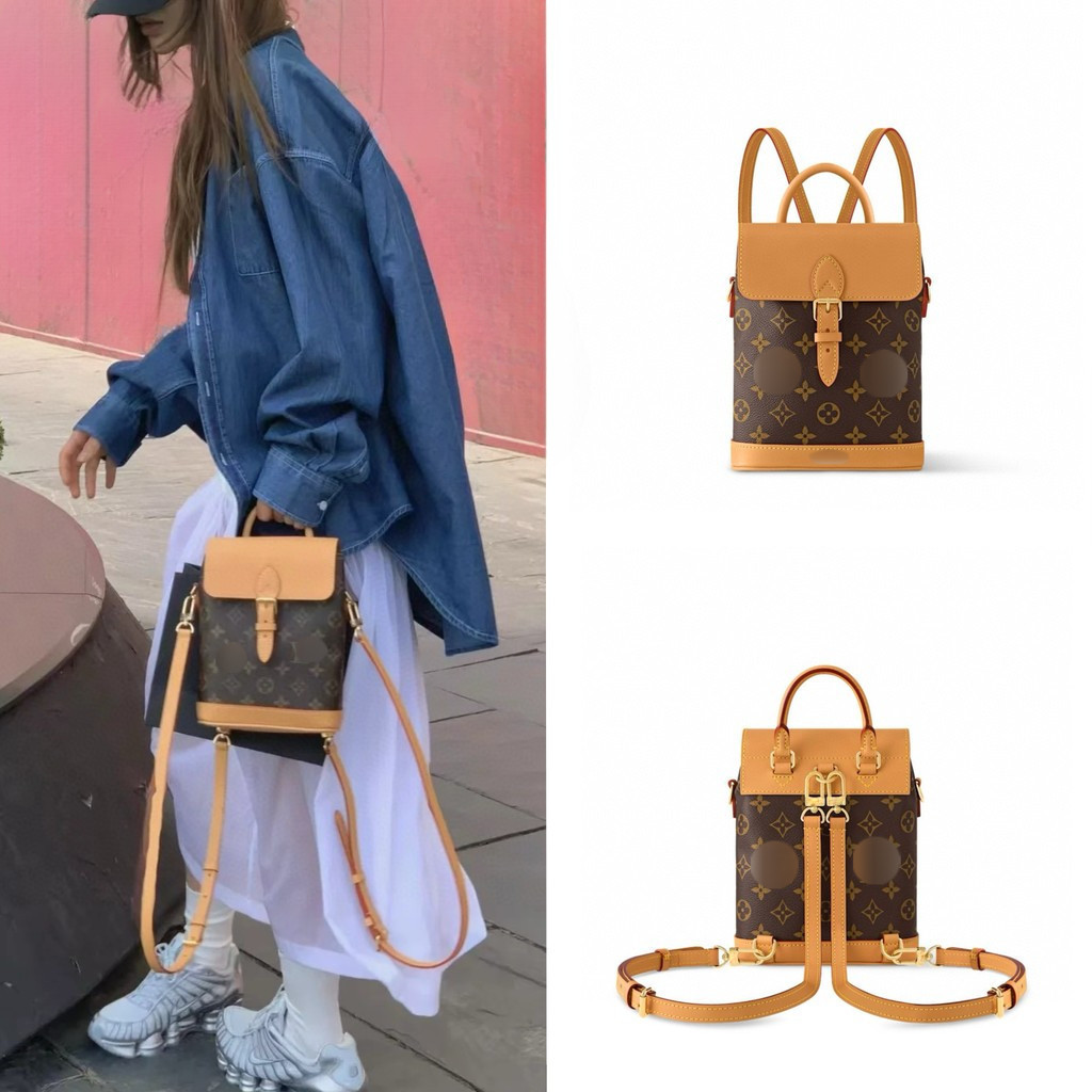 【ก่อนสั่งสอบถาม】ราคา5400 L_Women's Backpack กระเป๋าเป้ Canvas หนังวัว M14651 Size17*23*8cm