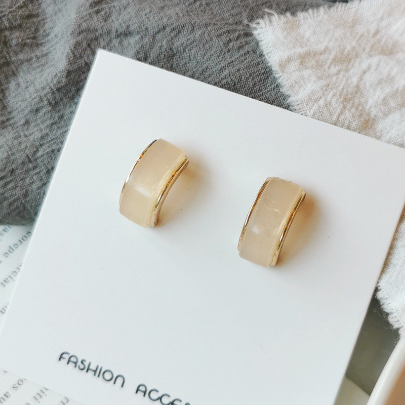 เข็มต่างหูเงินแท้925 ดีไซน์ครึ่งโค้งสไตล์เกาหลี