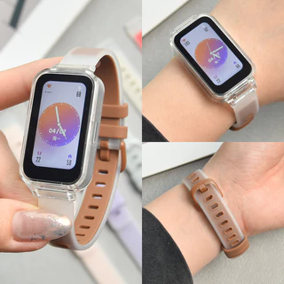 สายรัดซิลิโคนสําหรับ For Xiaomi Smart Band 9 Active / 8 Active แฟชั่นสําหรับ for Redmi Band 3 2 สายรัดข้อมือสร้อยข้อมือทูโทนโปร่งแสง