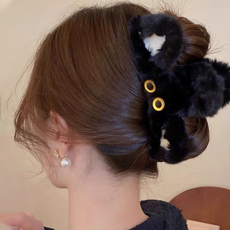 กิ๊บติดผมจับกิ๊บแมวสีดําน่ารักอุปกรณ์เสริมฤดูหนาวสําหรับผู้หญิง - รูปที่ 5