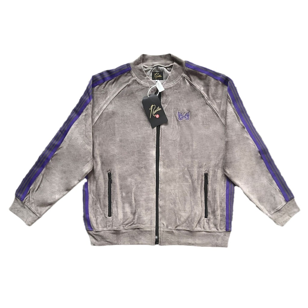 Needles narrow Velvet Jacket Embroidered Retro Striped Ribbon Casual Sports Jacket Cardigan Trendy